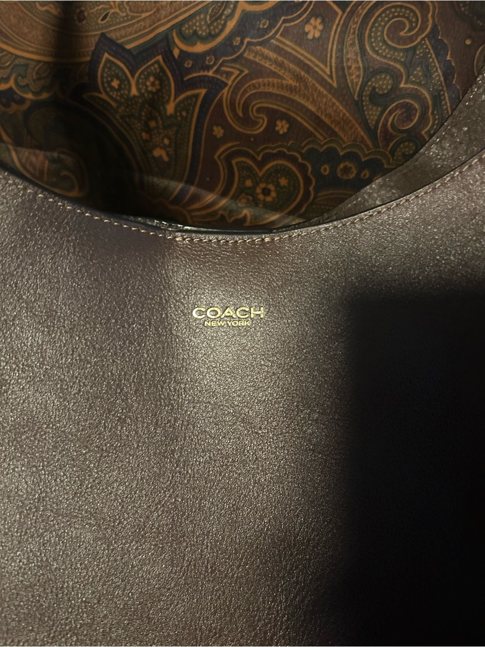 Coach Brown Leather Hobo Shoulder Bag with Gold Logo - Picture 5 of 5